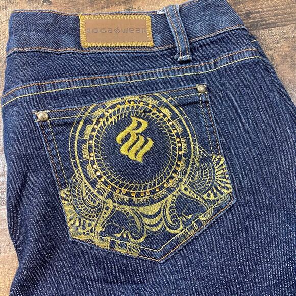 Womens Rocawear Hannah Skinny Leg Jeans Size 13 Dark Wash Embroidered Zippered - Picture 9 of 9
